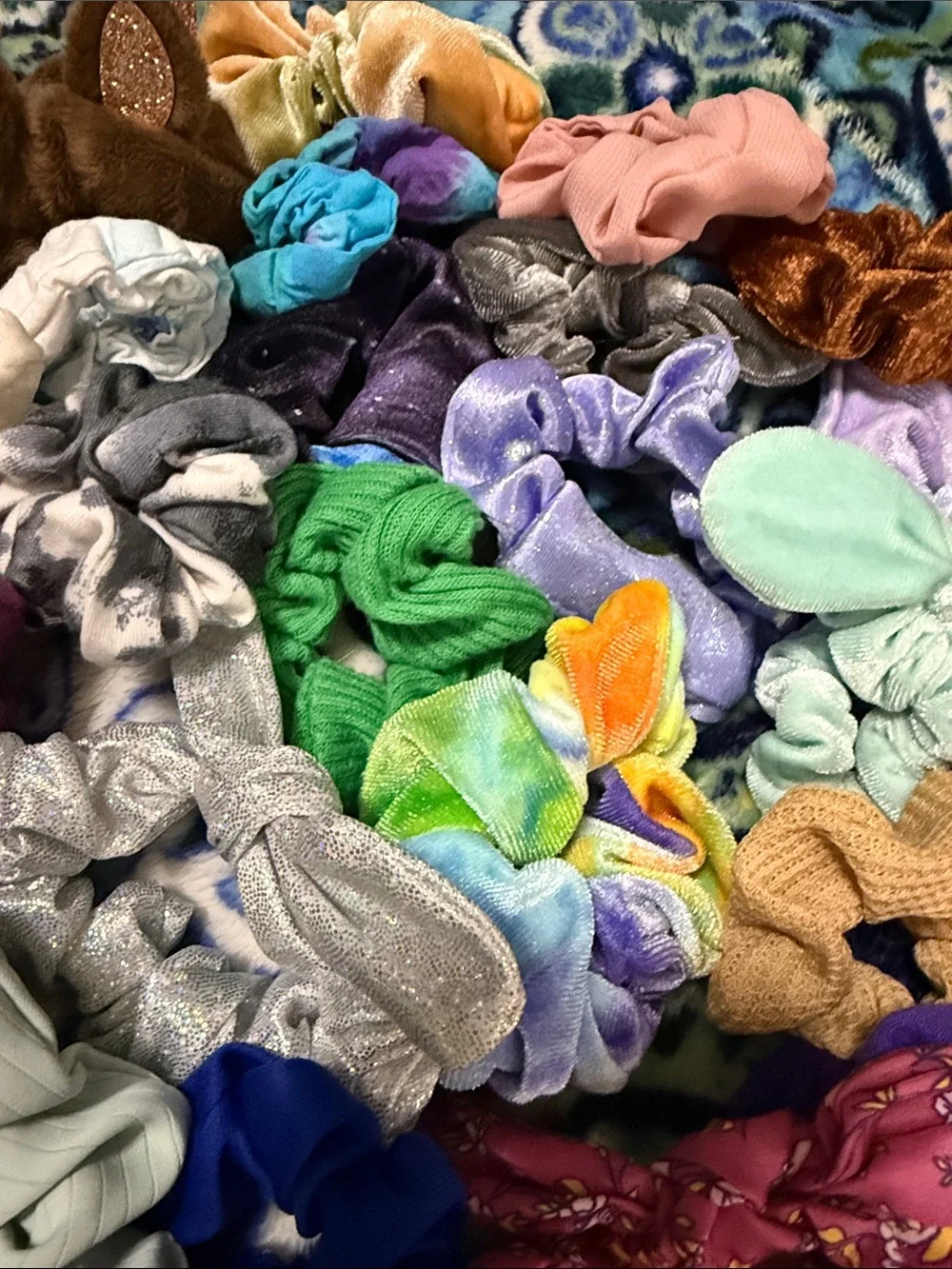 45 Assorted Kids Hair Scrunchie Pack - Multicolor